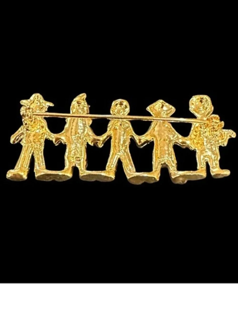 AJC International Children Holding Hands Gold Tone Brooch Pin Vintage Jewelry